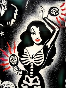 Skeleton lady, modern art, London UK