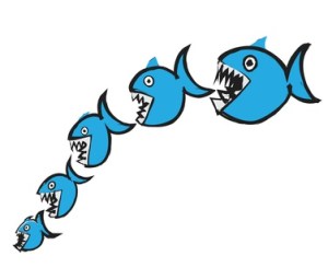 doodle big fish eating up  smaller